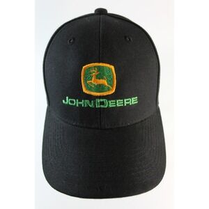 John Deere Hat Baseball Cap Black Adjustable One Size Fits All